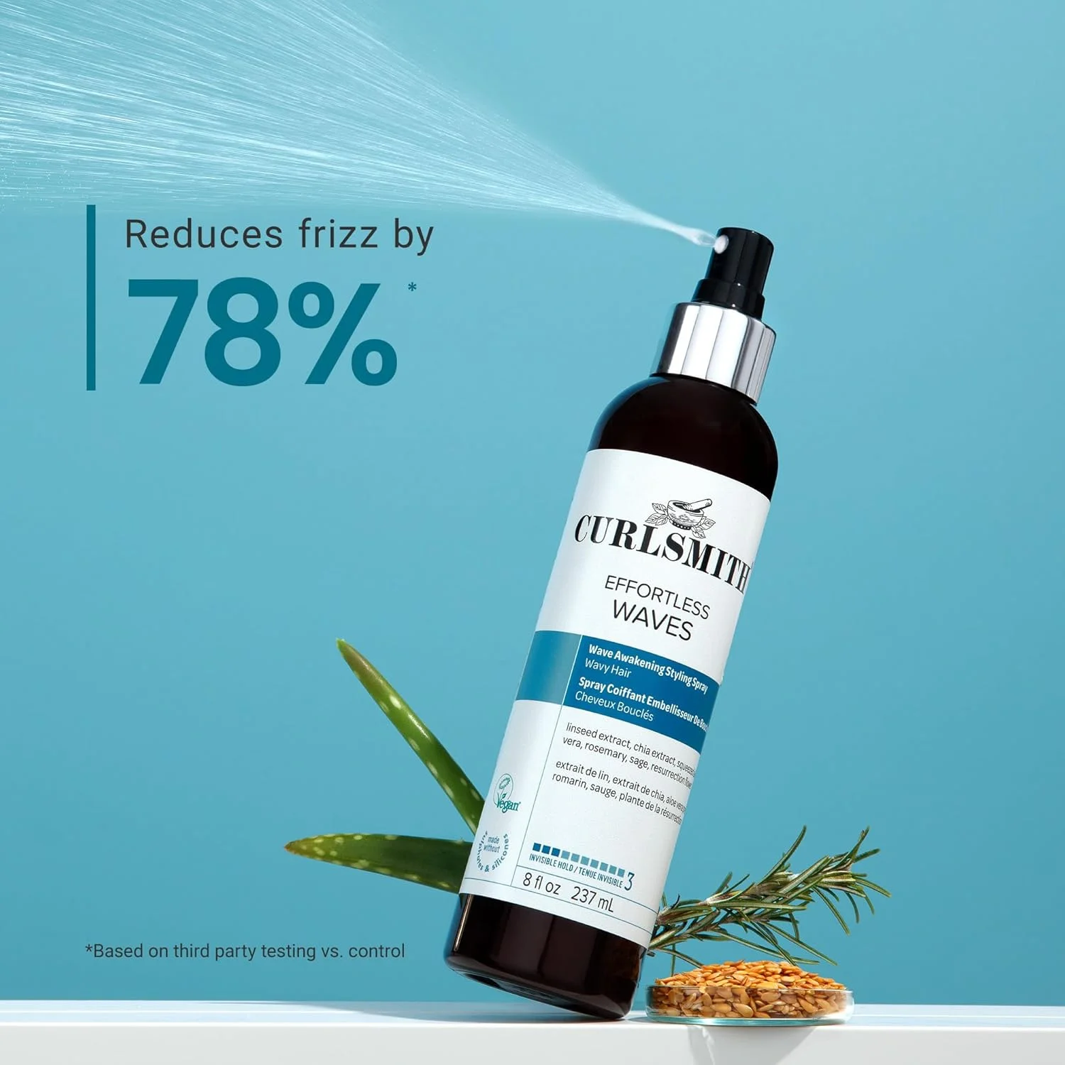 اسپری حالت دهنده موهای موج دار CURLSMITH - سبک و مرطوب کننده، کاهش وز، ظاهر طبیعی، مناسب برای موهای موج دار و فر، وگان (237 میلی لیتر)