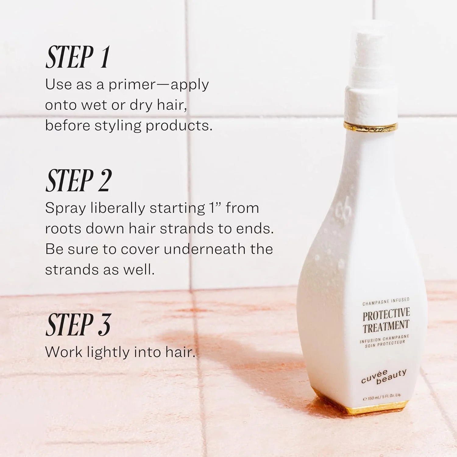 محافظ مو کیوو بیوتی - 148 میلی لیتر - اسپری مو برای محافظت در برابر حرارت، اشعه ماوراء بنفش و عوامل استرس زای محیطی - فرمول غنی شده با رزوراترول و سرامیدها - محافظ رنگ مو