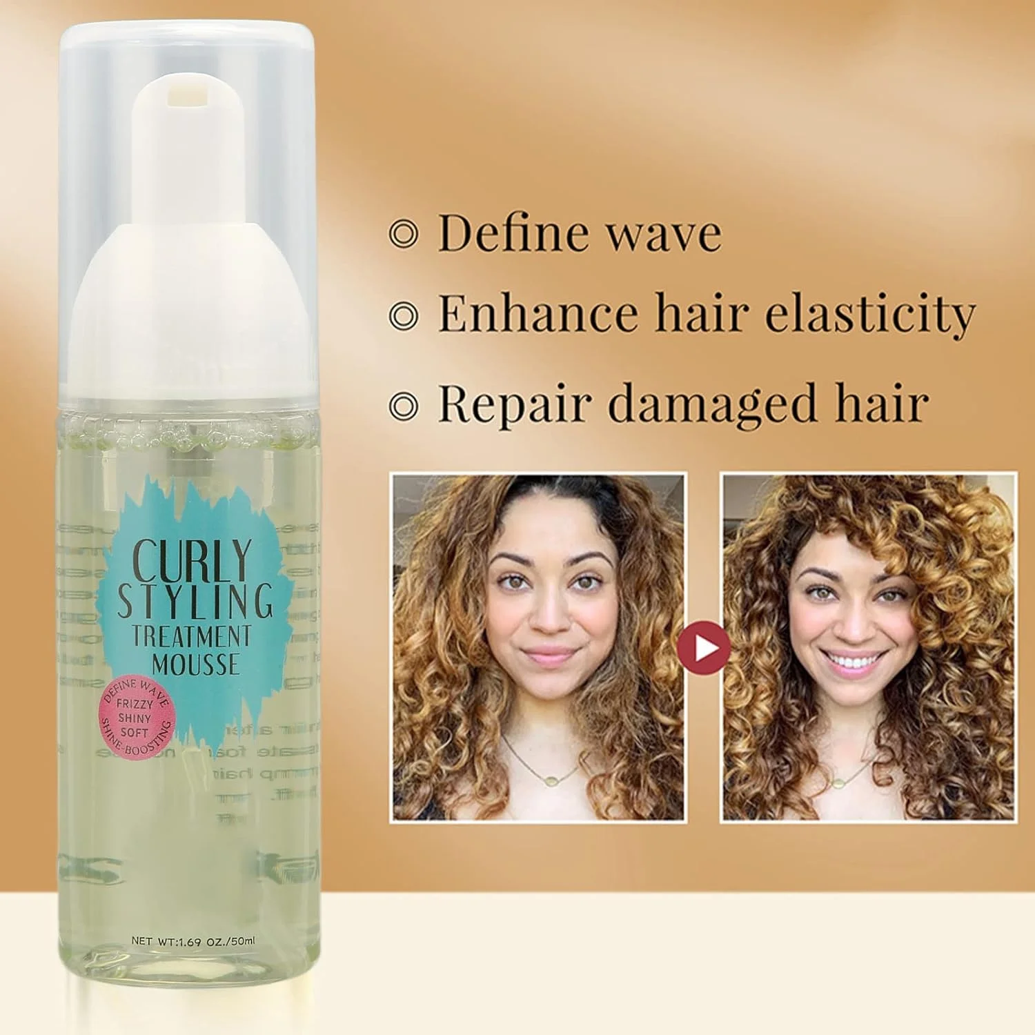 اسپری موی فر، موس فر کننده، اسپری طراوت بخش، مغذی و مرطوب کننده موی فر برای حالت دادن، 50 میلی لیتر اسپری موی فر، موس فر کننده، اسپری طراوت بخش، مغذی و مرطوب کننده موی فر برای حالت دادن، 50 میلی لیتر