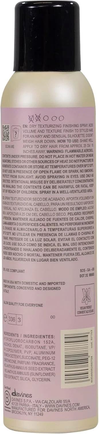 Davines This Is A Dry Texturizer | اسپری بافت دهنده برای موهای پرپشت با حجم، حالت دهی قوی و ظاهری آشفته | 220 میل