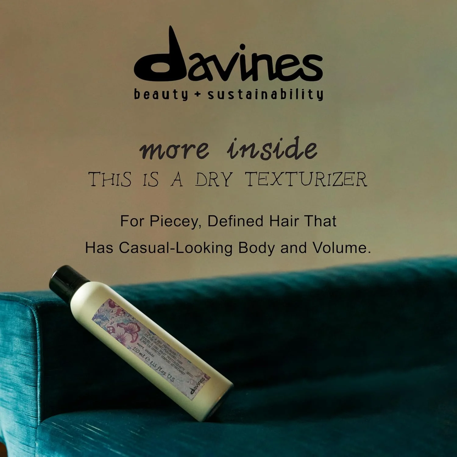 Davines This Is A Dry Texturizer | اسپری بافت دهنده برای موهای پرپشت با حجم، حالت دهی قوی و ظاهری آشفته | 220 میل