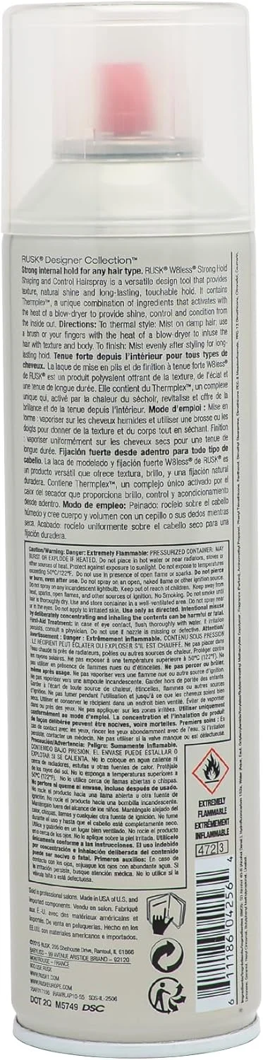 اسپری موی حالت دهنده و کنترل کننده قوی راسک، مجموعه طراحان، 295 میل، 55% VOC