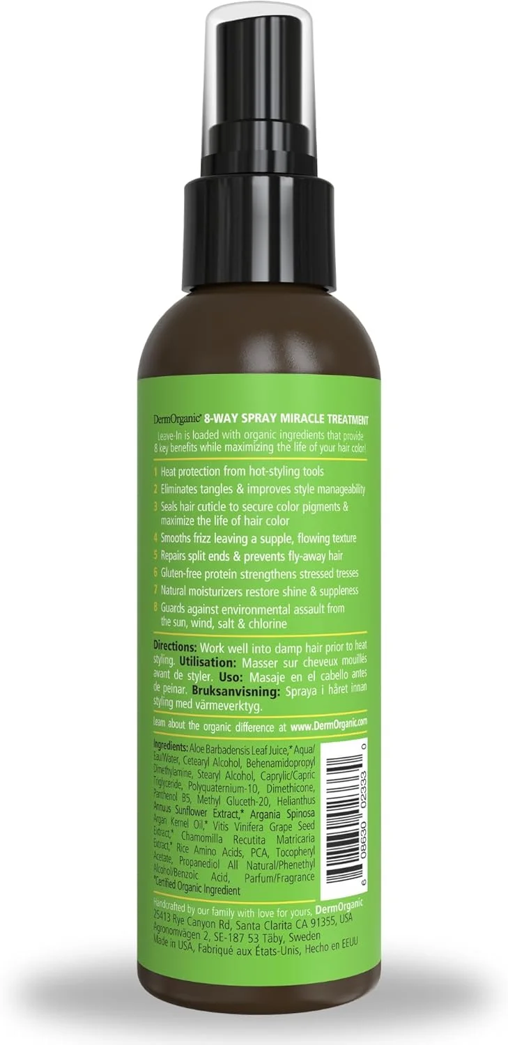 اسپری محافظ حرارتی مو 8 کاره DermOrganic حاوی عصاره آفتابگردان، 150 میلی لیتر