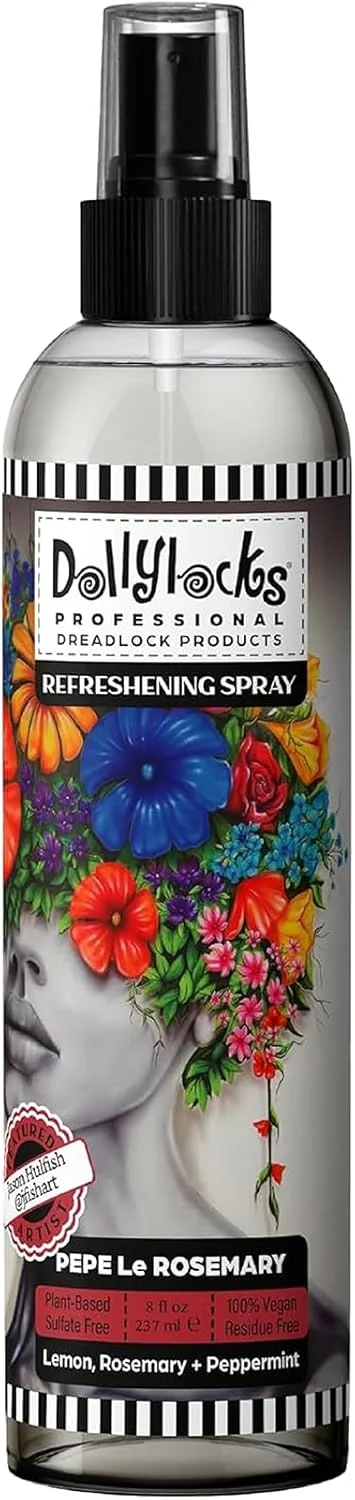 اسپری طراوت بخش موی سر حرفه ای Dollylocks - محصولات مراقبت از موی گیاهی، اسپری طراوت بخش پوست سر و مو بدون ایجاد رسوب و سولفات، رزماری نعناع، 240 میلی لیتر