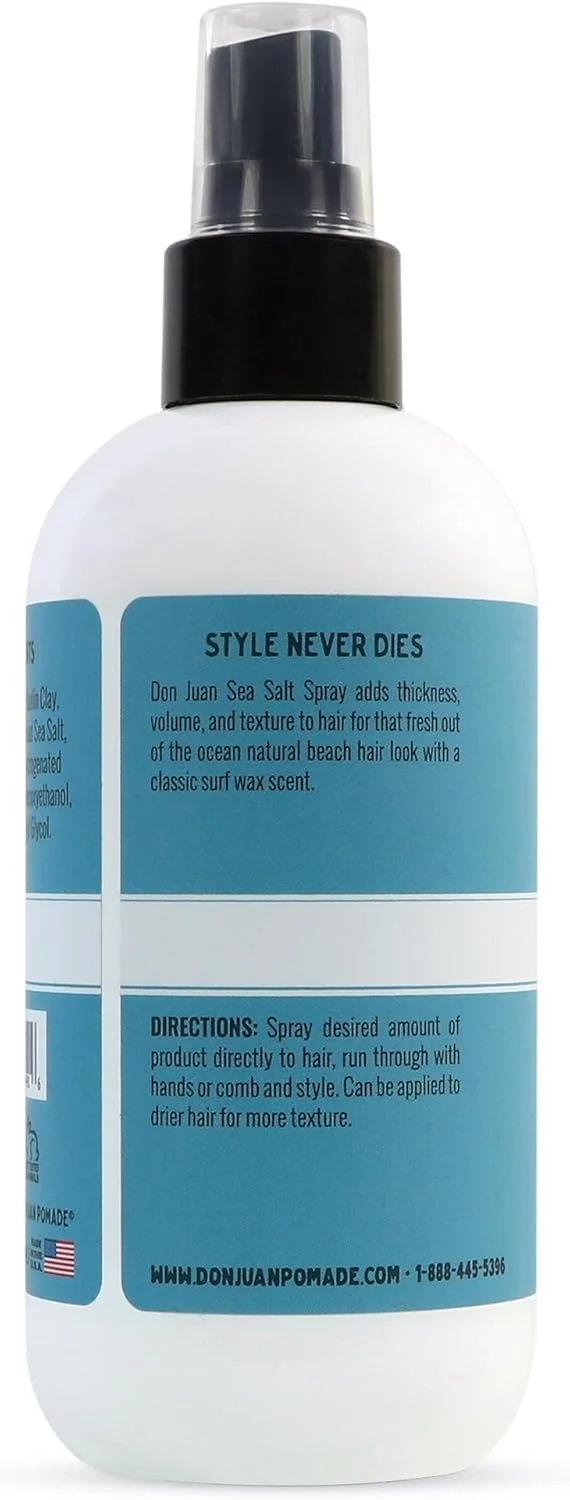 اسپری حالت دهنده مو با نمک دریایی Don Juan | نگهدارندگی ملایم | افزایش حجم و بافت مو | مواد طبیعی | رایحه واکس موج سواری، 236 میلی لیتر
