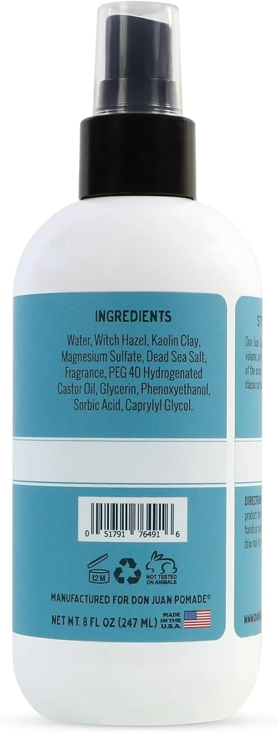 اسپری حالت دهنده مو با نمک دریایی Don Juan | نگهدارندگی ملایم | افزایش حجم و بافت مو | مواد طبیعی | رایحه واکس موج سواری، 236 میلی لیتر