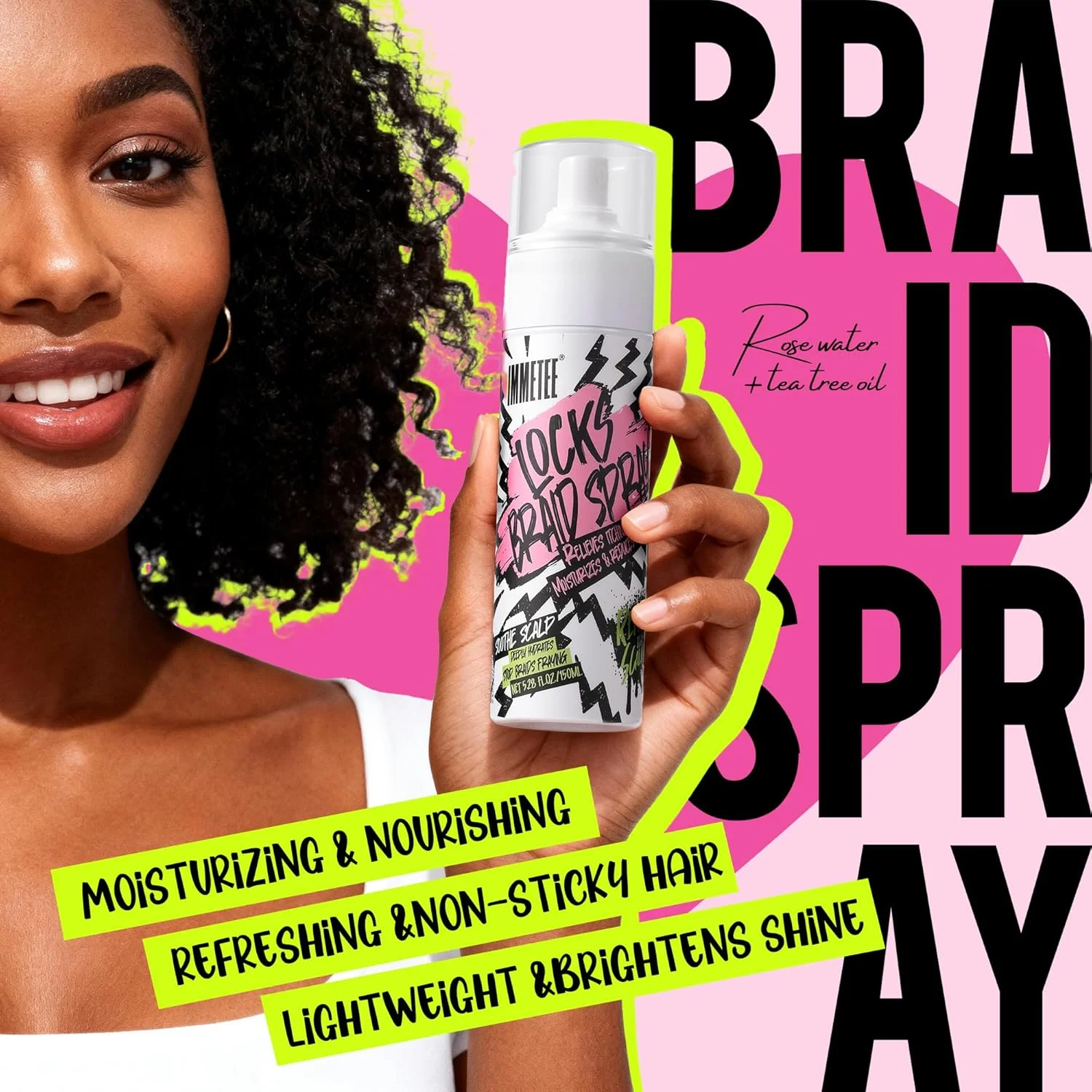 اسپری موی بافت ایمتی، اسپری کنترل وز مو برای بافت، تاب و مدل های ذرت، طراوت بخش پوست سر خشک و خارش دار، مرطوب کننده و درخشان کننده موهای کدر. 150 میلی لیتر