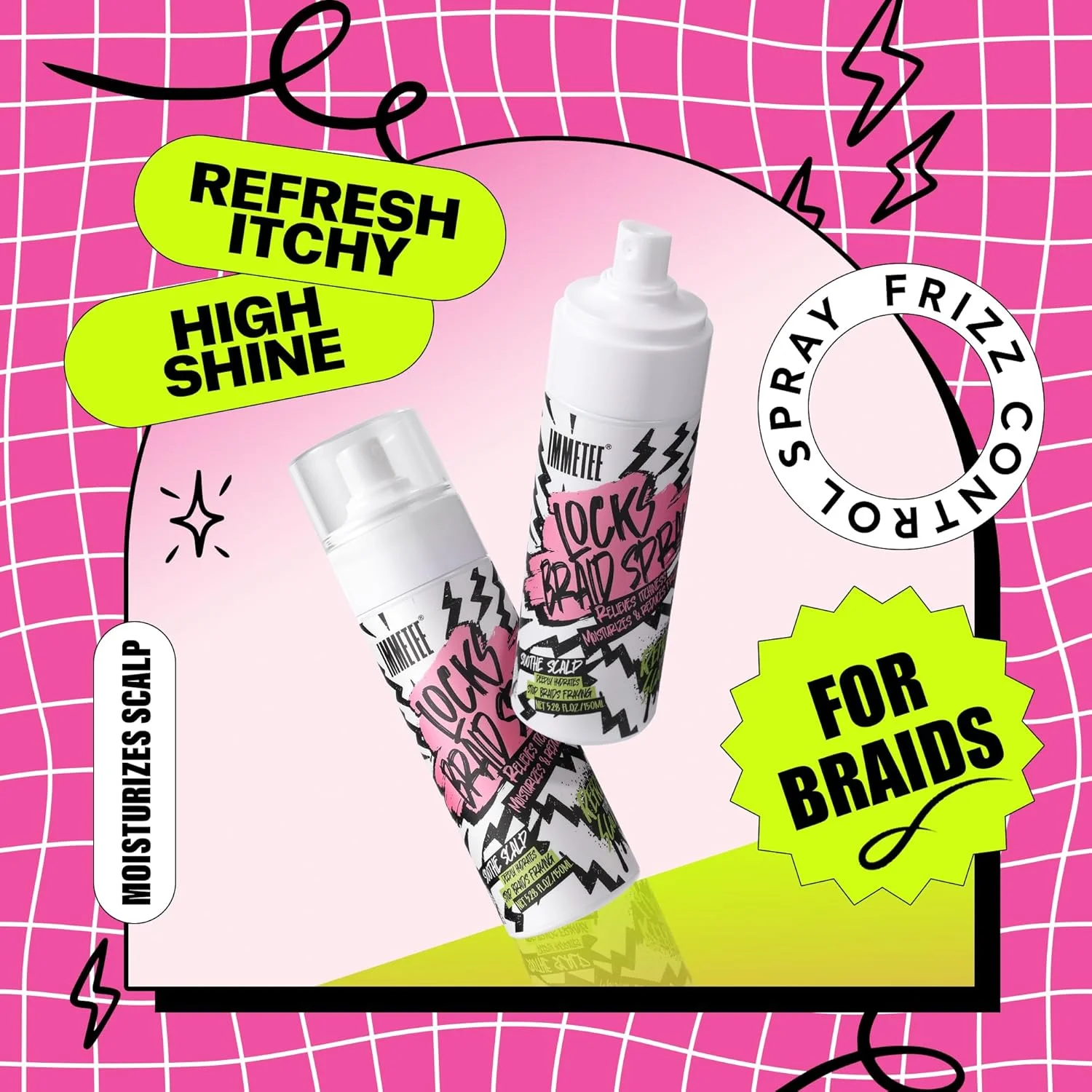 اسپری موی بافت ایمتی، اسپری کنترل وز مو برای بافت، تاب و مدل های ذرت، طراوت بخش پوست سر خشک و خارش دار، مرطوب کننده و درخشان کننده موهای کدر. 150 میلی لیتر