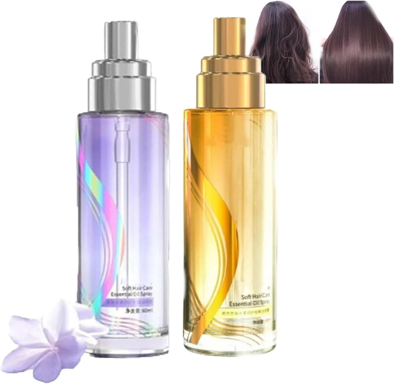 اسپری روغن نرم کننده مو با ماندگاری طولانی، اسپری صاف کننده پروتئینی، اسپری روغن مراقبت از مو، اسپری روغن مراقبت از موی نرم، ضد وز و طراوت بخش با ماندگاری طولانی (2 عدد)