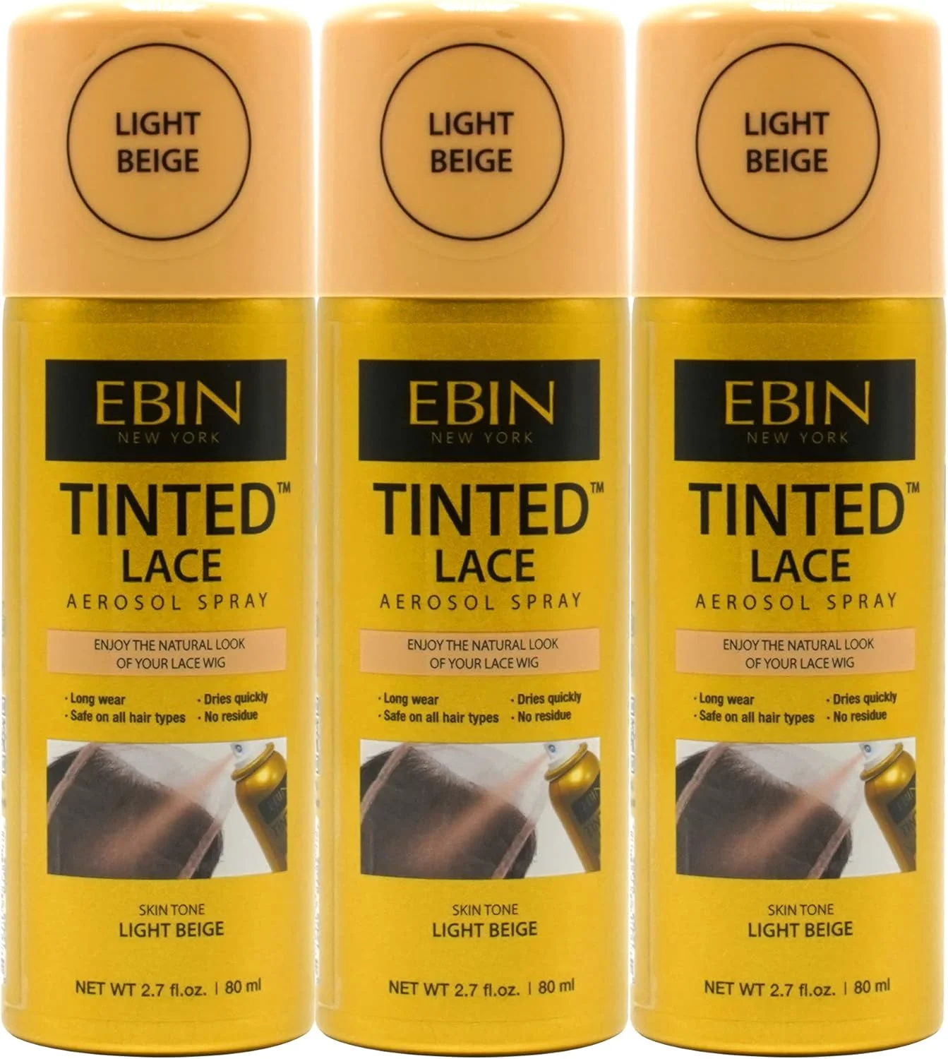 اسپری رنگی توری EBIN NEW YORK، 3 عددی، بژ روشن، خشک شدن سریع، مقاوم در برابر آب، اسپری یکنواخت، هماهنگ با رنگ پوست، ظاهر طبیعی، 80 میلی لیتر