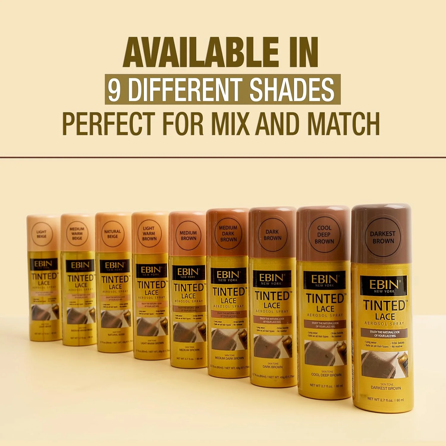 اسپری رنگی توری EBIN NEW YORK، 3 عددی، بژ روشن، خشک شدن سریع، مقاوم در برابر آب، اسپری یکنواخت، هماهنگ با رنگ پوست، ظاهر طبیعی، 80 میلی لیتر