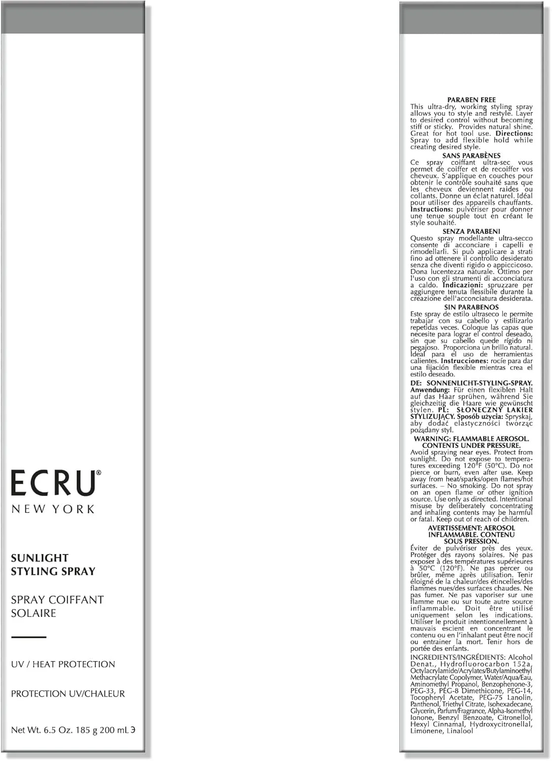 اسپری حالت دهنده مو ECRU NEW YORK Sunlight، حجم 192 میلی لیتر