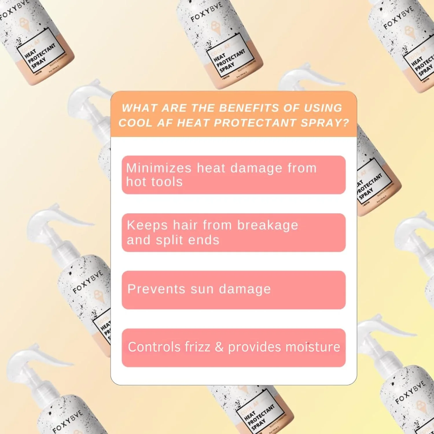 اسپری محافظ حرارت مو FoxyBae Cool AF - اسپری مرطوب کننده و محافظ حرارت مو حاوی بیوتین برای رشد مو، بهترین اسپری ضد وز برای موهای آسیب دیده، شکننده و دارای موخوره 236 میلی لیتر