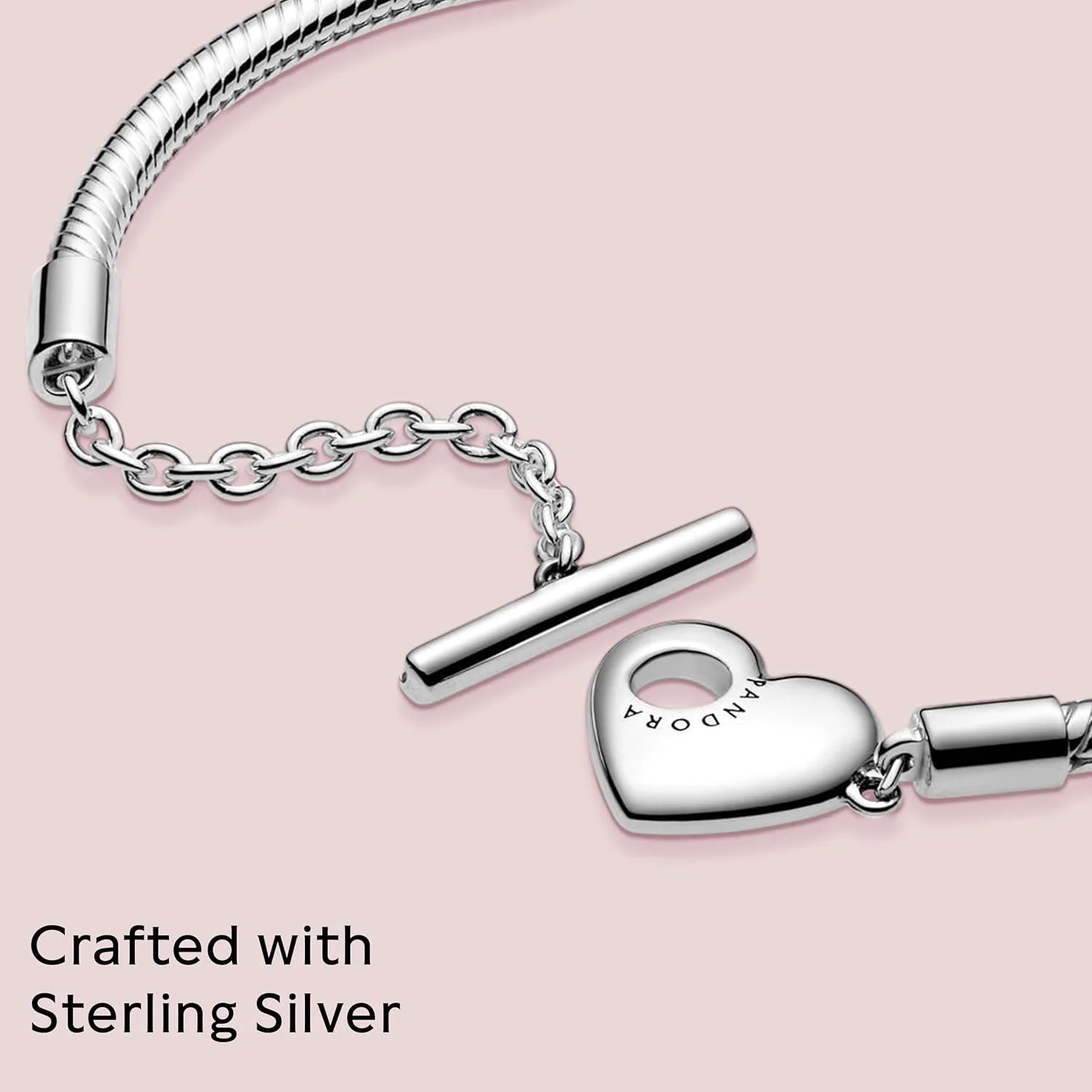 دستبند زنجیری ماری قلب حکاکی پذیر پاندورا آیکونز