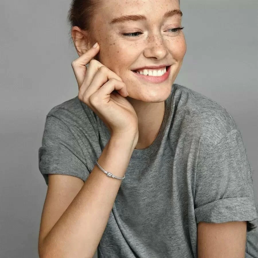 دستبند زنجیری ماری قفل بشکه ای زنانه پاندورا - نقره استرلینگ