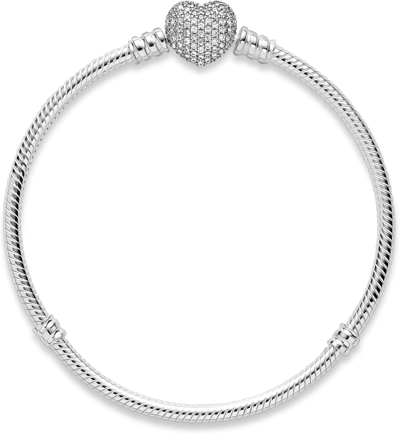 دستبند پیوندی ماری Pandora Moments 590727CZ با قفل قلبی درخشان ساخته شده از نقره استرلینگ با سنگ های زیرکونیا - سازگار با دستبندهای Pandora Moments، نقره استرلینگ