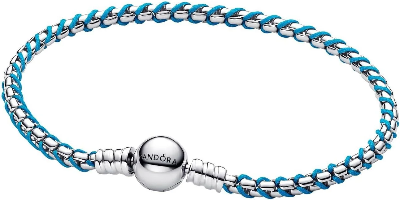 دستبند نقره زنانه پاندورا مدل 593816C01 زنجیری ونیزی فیروزه ای