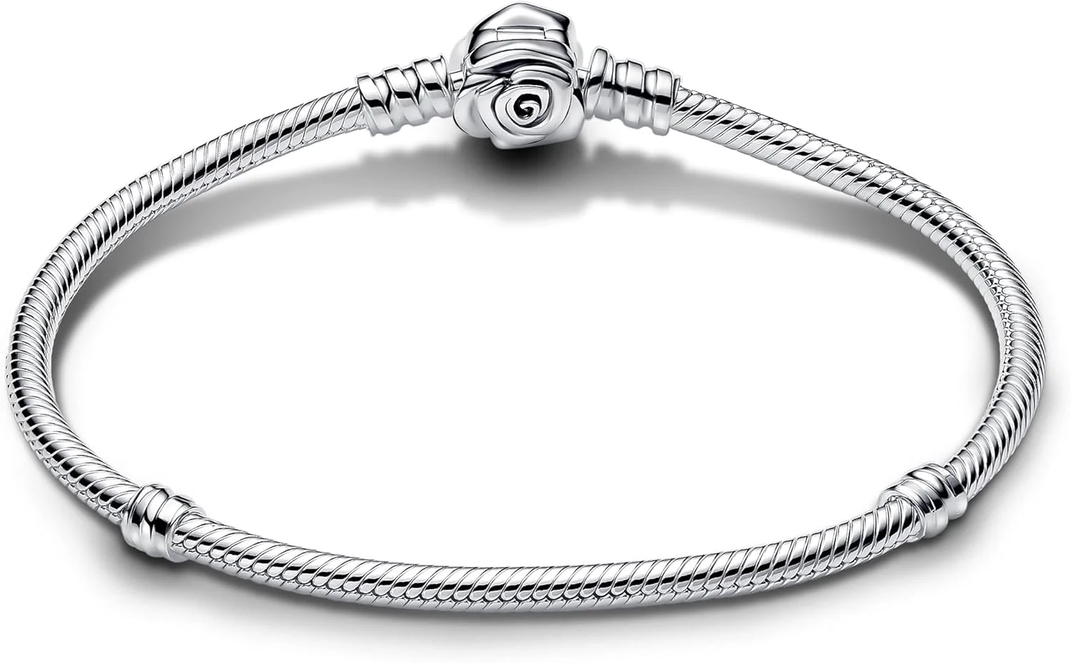 دستبند زنجیری ماری پاندورا Moments از نقره استرلینگ با قفل گل رز