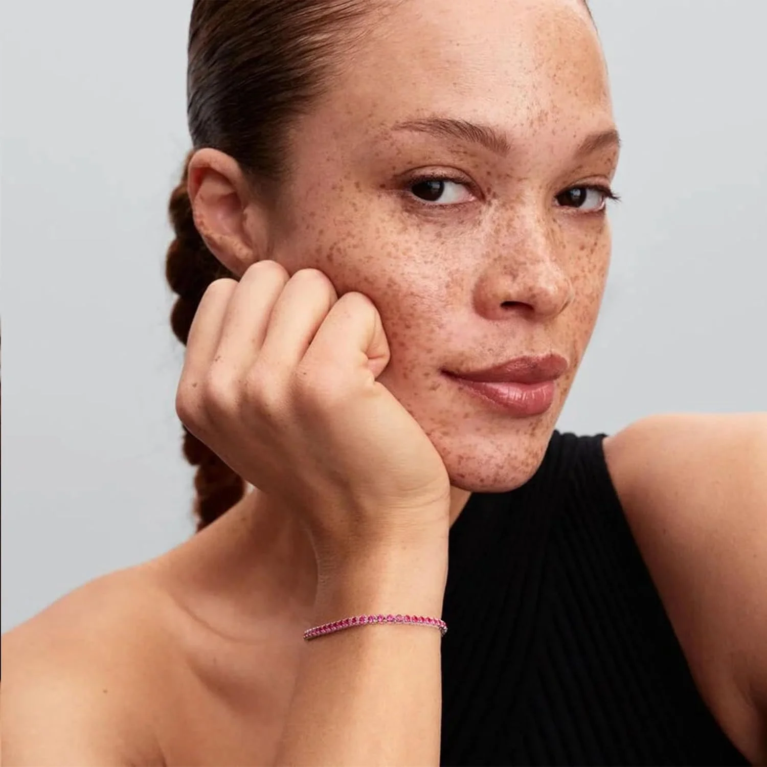 دستبند تنیس نقره استرلینگ پاندورا با کریستال های صورتی درخشان - مجموعه Timeless - طول: 16 سانتی متر - 591469C04-16