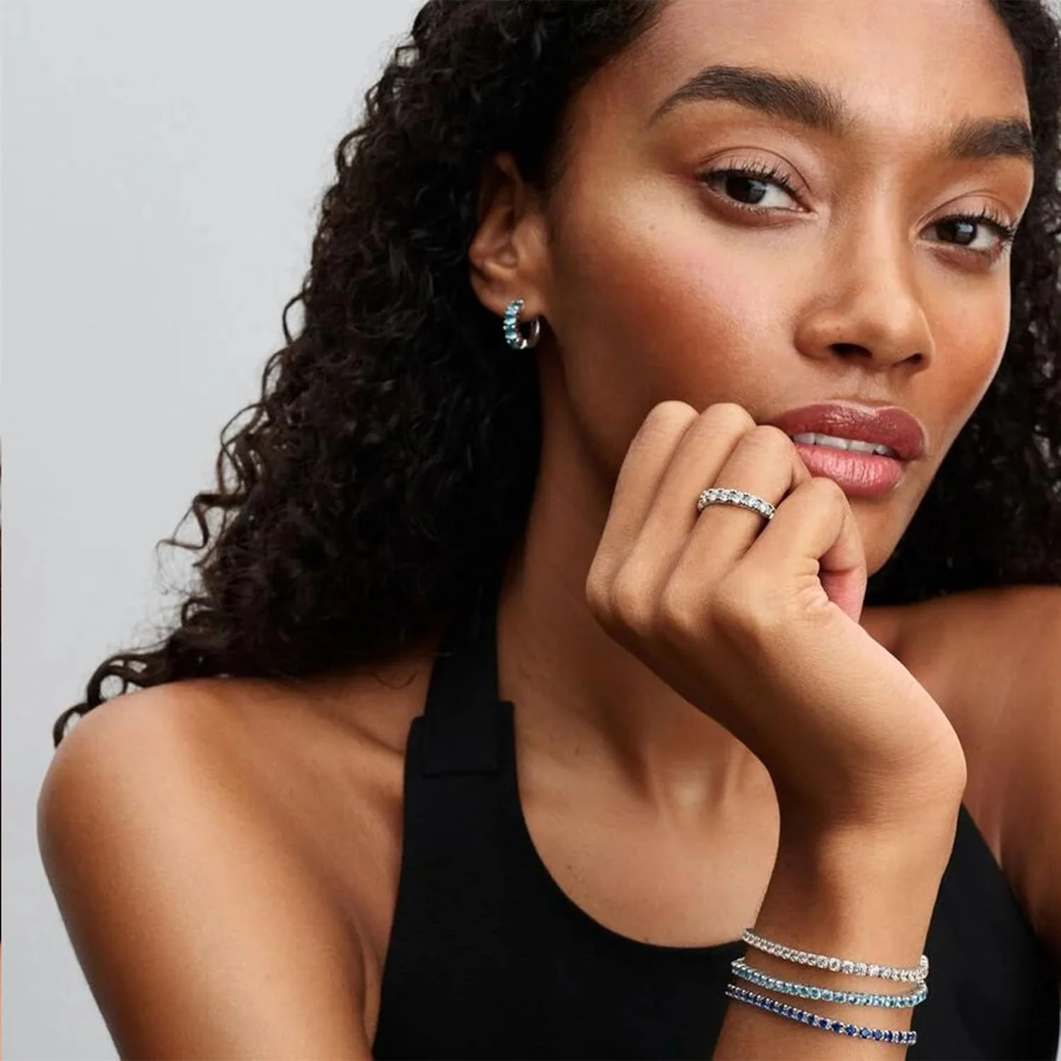 دستبند تنیس آبی درخشان از مجموعه Timeless پاندورا - نقره استرلینگ - کریستال - طول 16 سانتی متر - 591469C03-16