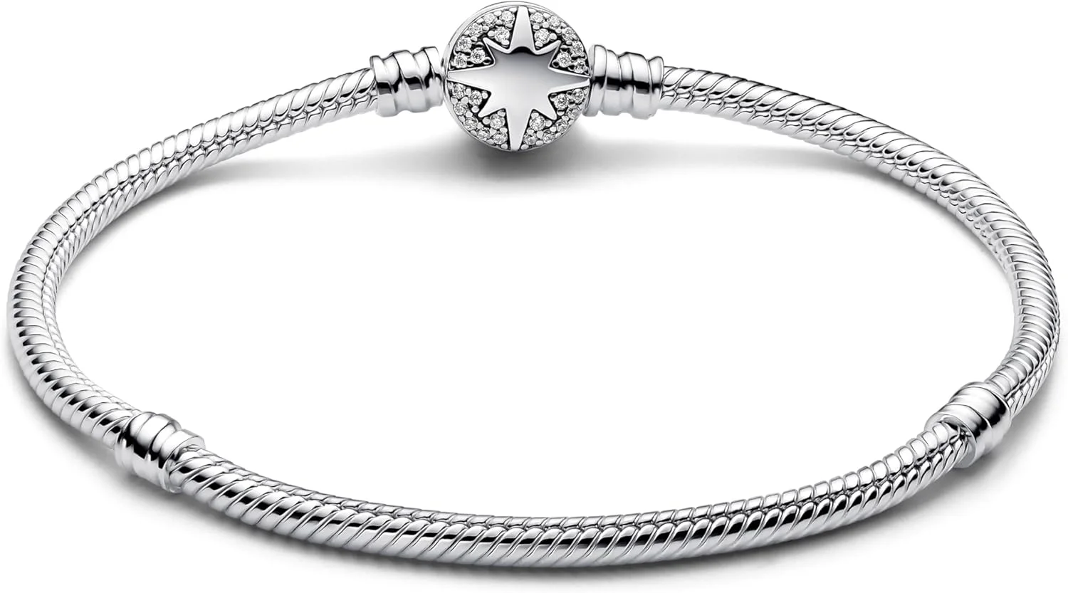دستبند ماری لحظات پاندورا با قفل ستاره قطبی از نقره استرلینگ با زیرکونیا، سازگار با آویزهای لحظات، سایز: 19 سانتی متر، 593584C01-19