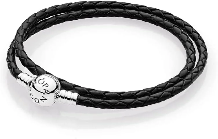 دستبند چرمی مشکی دوتایی پاندورا Moments با قفل توپی از نقره استرلینگ، سازگار با Moments، سایز: 44 سانتی متر، 590745CBK-D4 دستبند چرمی مشکی دوتایی پاندورا Moments با قفل توپی از نقره استرلینگ، سازگار با Moments، سایز: 44 سانتی متر، 590745CBK-D4