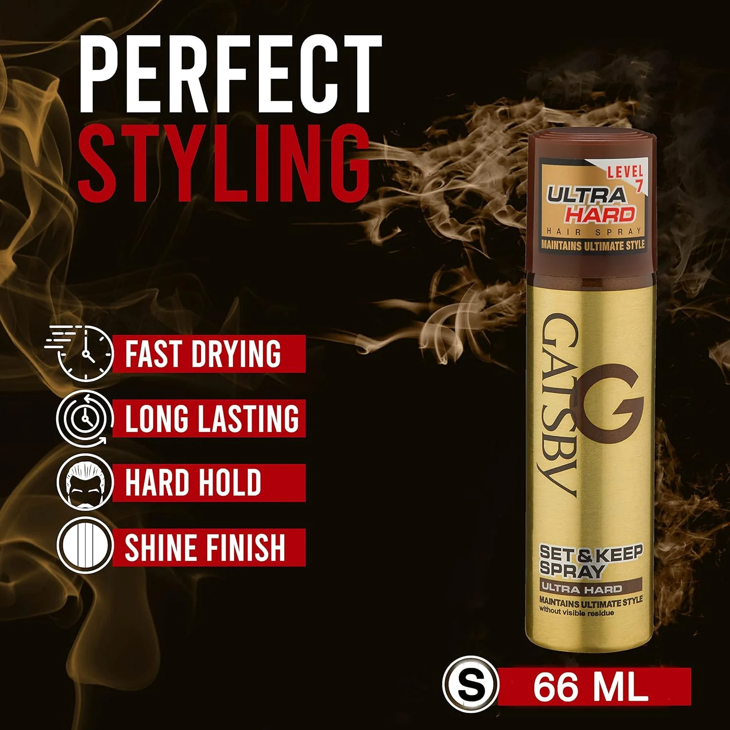 اسپری حالت دهنده و نگهدارنده فوق العاده قوی گتسبی | حداکثر قدرت حالت دهی برای یک مدل موی بی نقص | 66 میلی لیتر