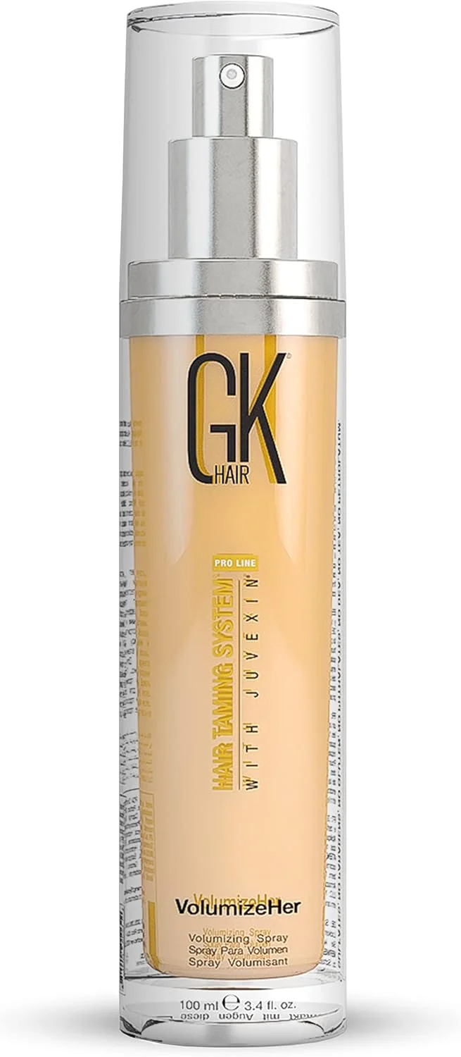 اسپری مو حجم دهنده مو جی کی هیر گلوبال کراتین VolumizeHer (100 میلی لیتر)، ضد وز، صاف کننده مو، محافظت از حرارت برای حجم، بافت و نگهدارندگی، بدون پارابن