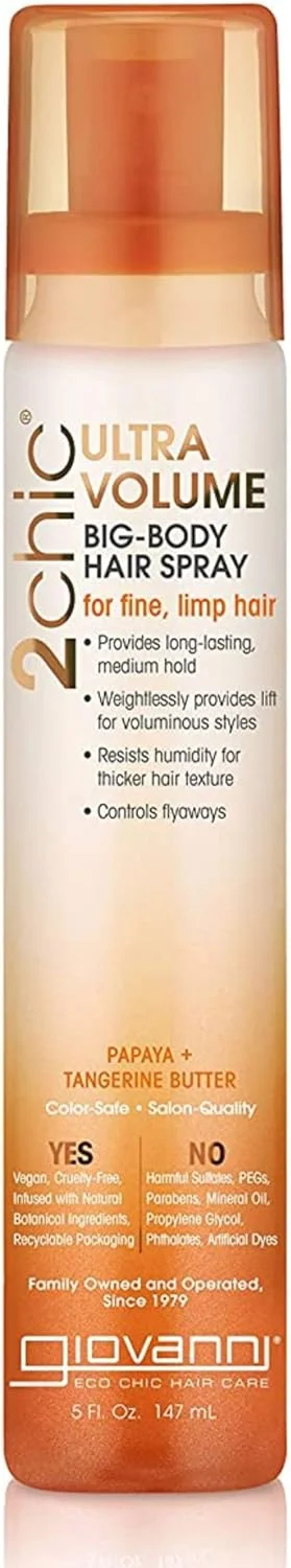 اسپری مو حجم دهنده قوی جیووانی 2chic با رایحه نارنگی و کره پاپایا، 148 میلی لیتر