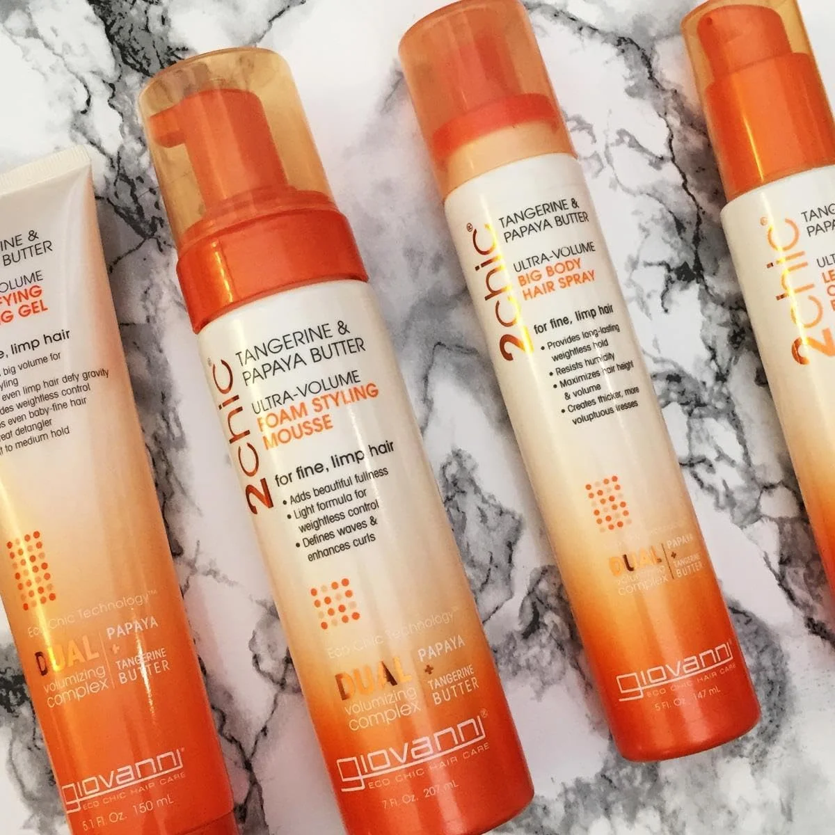 اسپری مو حجم دهنده قوی جیووانی 2chic با رایحه نارنگی و کره پاپایا، 148 میلی لیتر