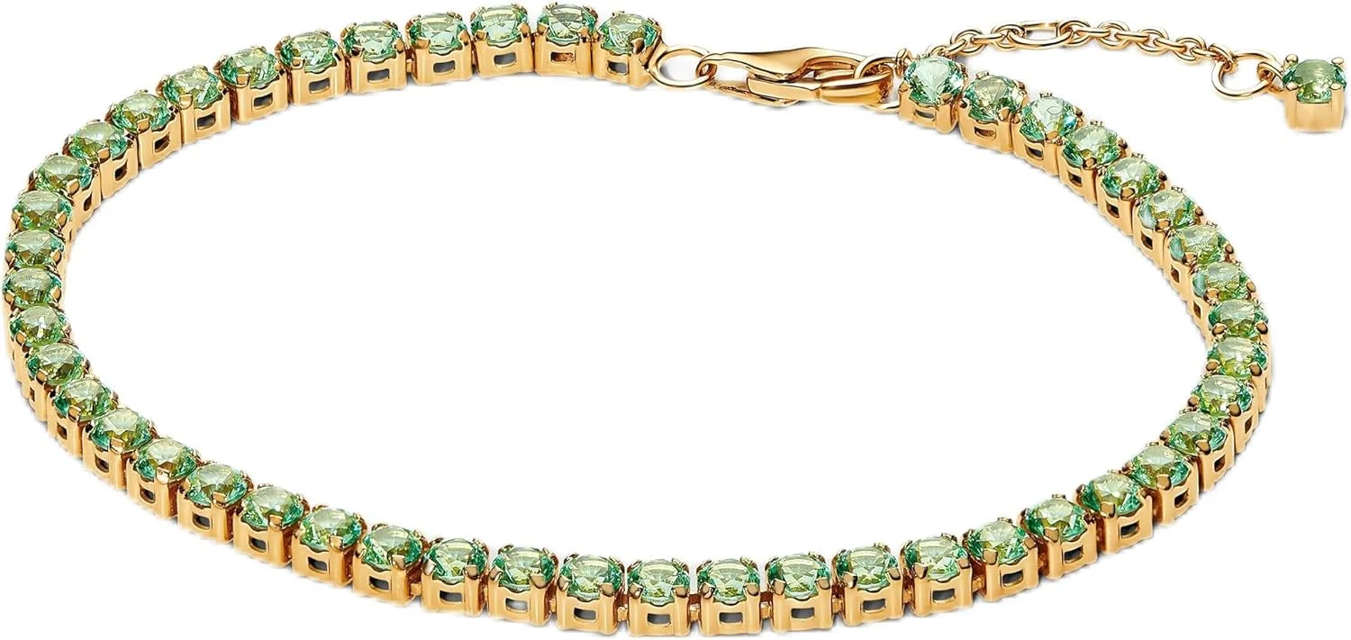 دستبند تنیس سبز درخشان با روکش طلای 14 عیار و کریستال از مجموعه Timeless پاندورا، طول 16 سانتی متر، مدل 561469C02-16