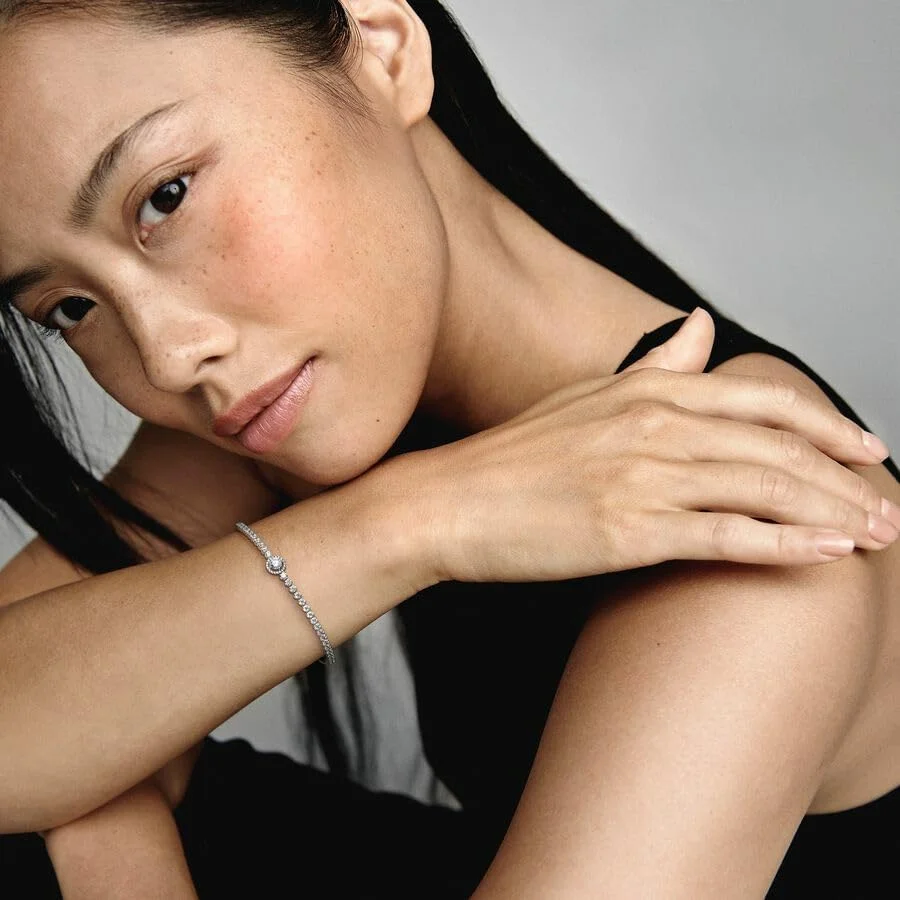 دستبند نقره استرلینگ 925 تنیس هاله درخشان پاندورا