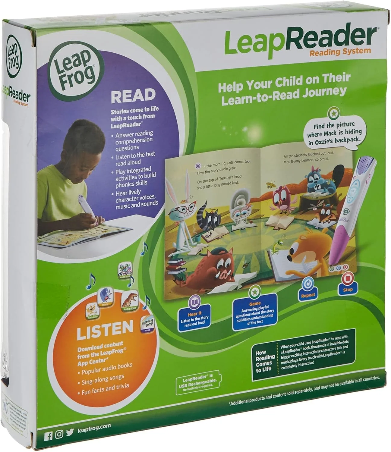 سیستم خواندن و نوشتن لیپ‌فراگ لیپ‌ریدر، صورتی، اسباب‌بازی آموزشی برای کودکان نوپا و پیش‌دبستانی، آموزش آواشناسی، خواندن زودهنگام و مهارت‌های نوشتاری، ایده‌آل برای کودکان 4 سال به بالا