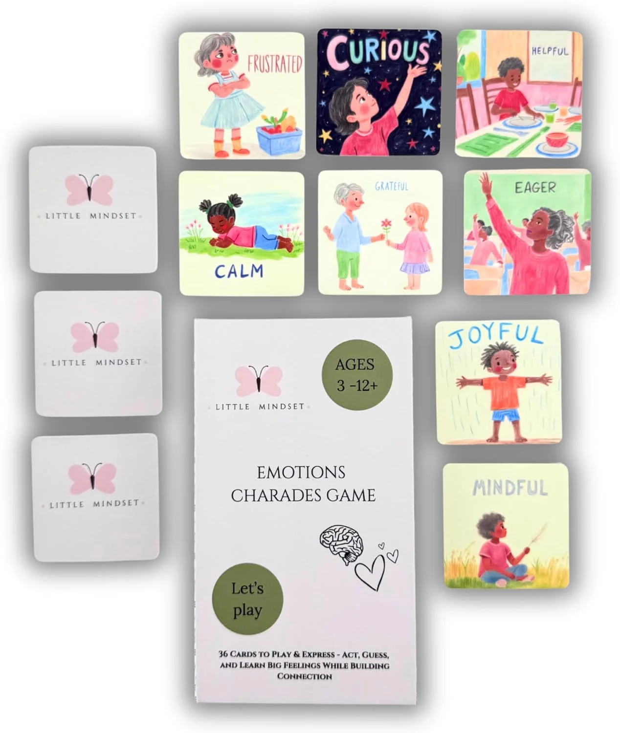 بازی پانتومیم احساسات برای کودکان 3 تا 12 سال | 36 کارت برای بازی، اجرا، بیان و حدس زدن احساسات | بازی آموزشی بدون صفحه نمایش برای یادگیری احساسات، ایجاد اعتماد به نفس و ارتباط