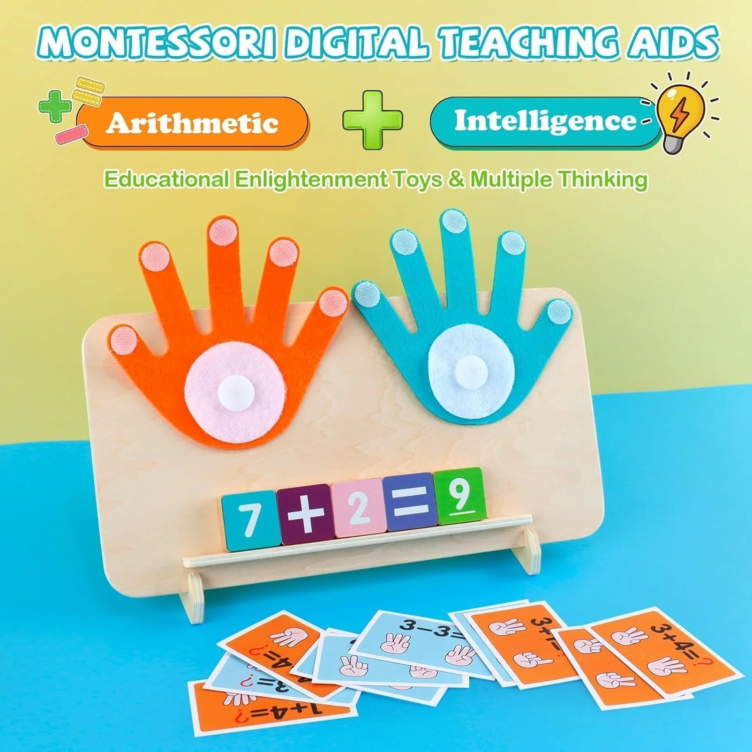 ابزار کمک آموزشی ریاضی چوبی، اسباب بازی های آموزشی مونته سوری برای یادگیری پیش دبستانی، بلوک های شمارش اعداد برای کودکان نوپا 2 تا 6 ساله، بازی انگشتی ریاضی پیش دبستانی و مهد کودک