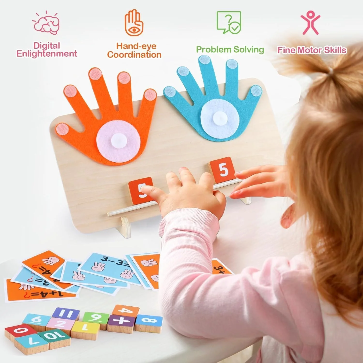 ابزار کمک آموزشی ریاضی چوبی، اسباب بازی های آموزشی مونته سوری برای یادگیری پیش دبستانی، بلوک های شمارش اعداد برای کودکان نوپا 2 تا 6 ساله، بازی انگشتی ریاضی پیش دبستانی و مهد کودک