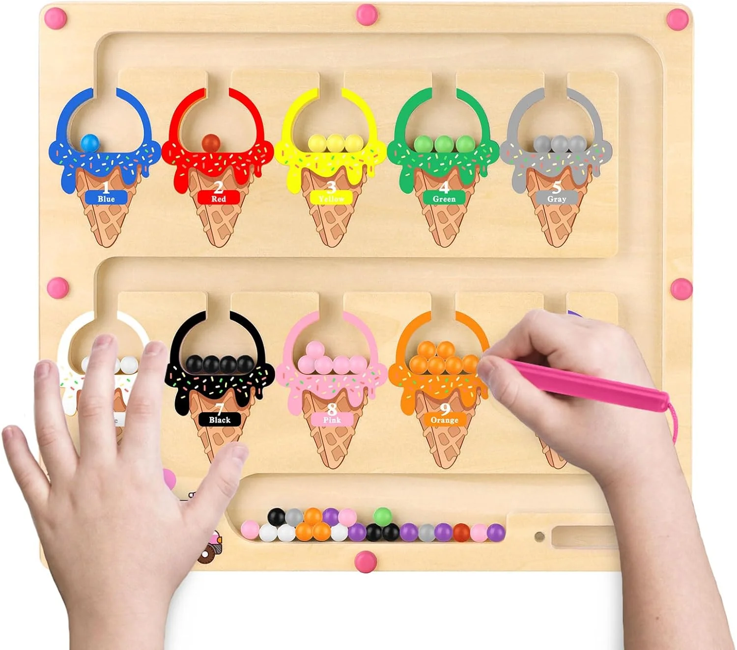 بازی آموزشی پازل چوبی مگنتی تطبیق رنگ اسباب بازی های مغناطیسی کودکان، هدیه بازی و اسباب بازی برای کودکان 3 تا 6 سال