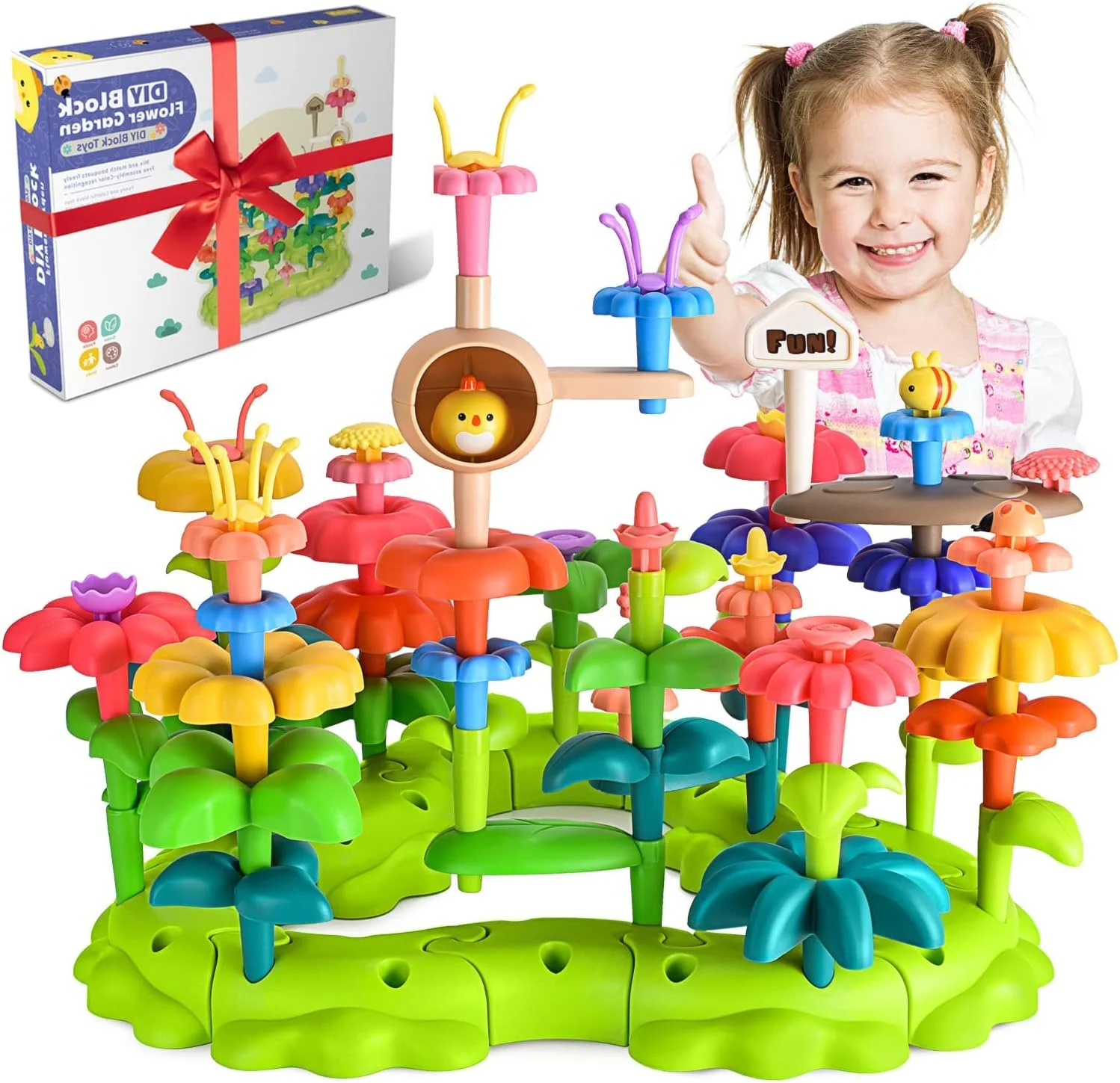 مجموعه اسباب بازی ساخت باغ گل MAKINGTEC، بازی چیدن برای دختران نوپا، اسباب بازی آموزشی STEM، بازی چیدن اسباب بازی های پیش دبستانی، مجموعه بازی وانمودی برای دختران نوپا 2، 3، 4، 5، 6 ساله