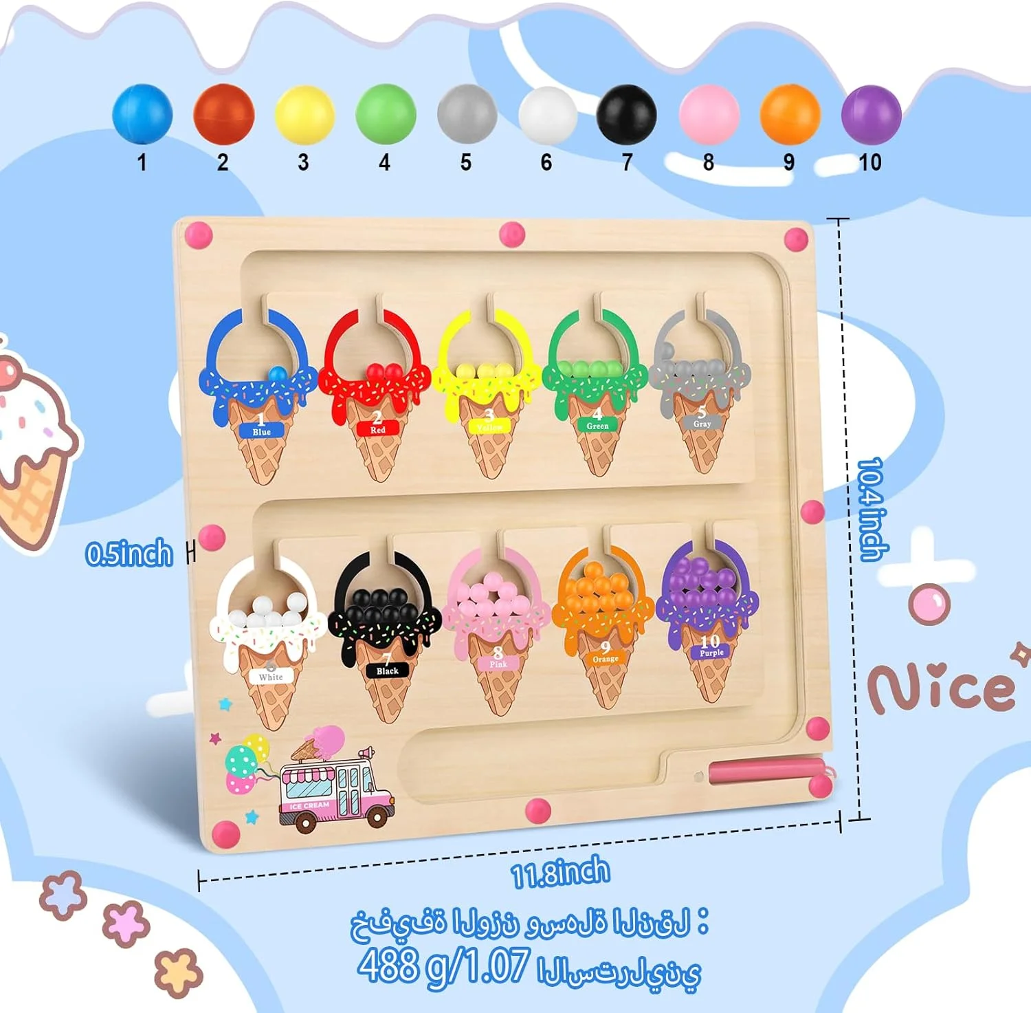 بازی آموزشی پازل چوبی مگنتی تطبیق رنگ اسباب بازی های مغناطیسی کودکان، هدیه بازی و اسباب بازی برای کودکان 3 تا 6 سال