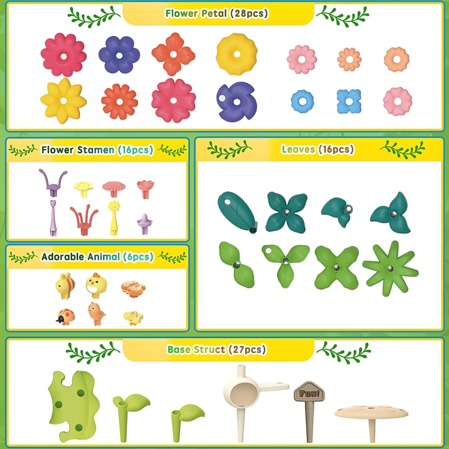 مجموعه اسباب بازی ساخت باغ گل MAKINGTEC، بازی چیدن برای دختران نوپا، اسباب بازی آموزشی STEM، بازی چیدن اسباب بازی های پیش دبستانی، مجموعه بازی وانمودی برای دختران نوپا 2، 3، 4، 5، 6 ساله