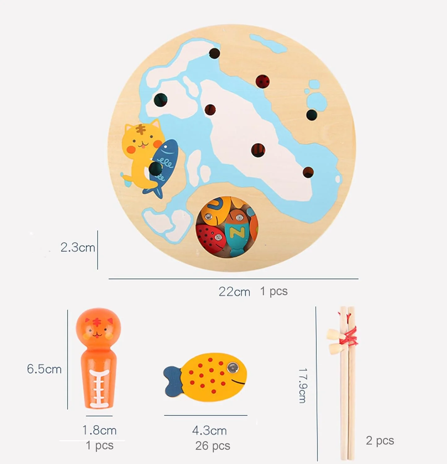 بازی ماهیگیری مغناطیسی، مجموعه اسباب بازی آموزشی ماهی الفبا با تخته، چند رنگ