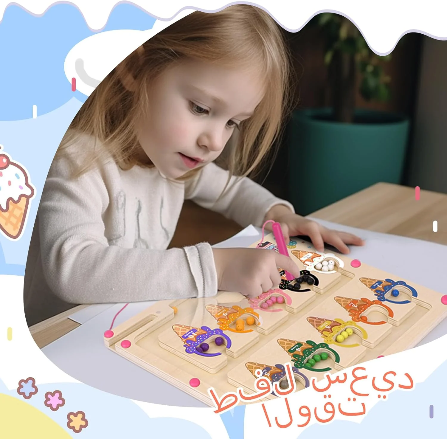 بازی آموزشی پازل چوبی مگنتی تطبیق رنگ اسباب بازی های مغناطیسی کودکان، هدیه بازی و اسباب بازی برای کودکان 3 تا 6 سال
