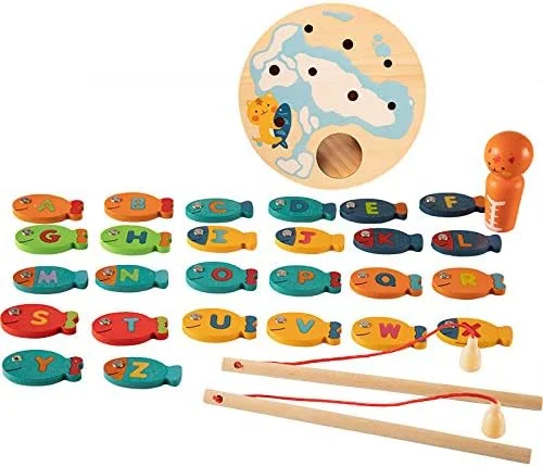 بازی ماهیگیری مغناطیسی، مجموعه اسباب بازی آموزشی ماهی الفبا با تخته، چند رنگ