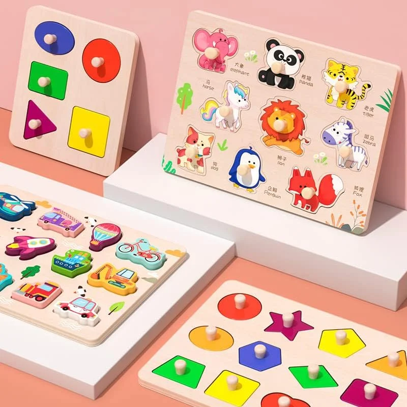 اسباب بازی های مونته سوری برای کودکان 1 تا 3 ساله، بازی پازل تخته چوبی مرتب سازی، اسباب بازی آموزشی، استکر تشخیص سبزیجات، مرتب کننده شکل، هدیه پازل آموزشی