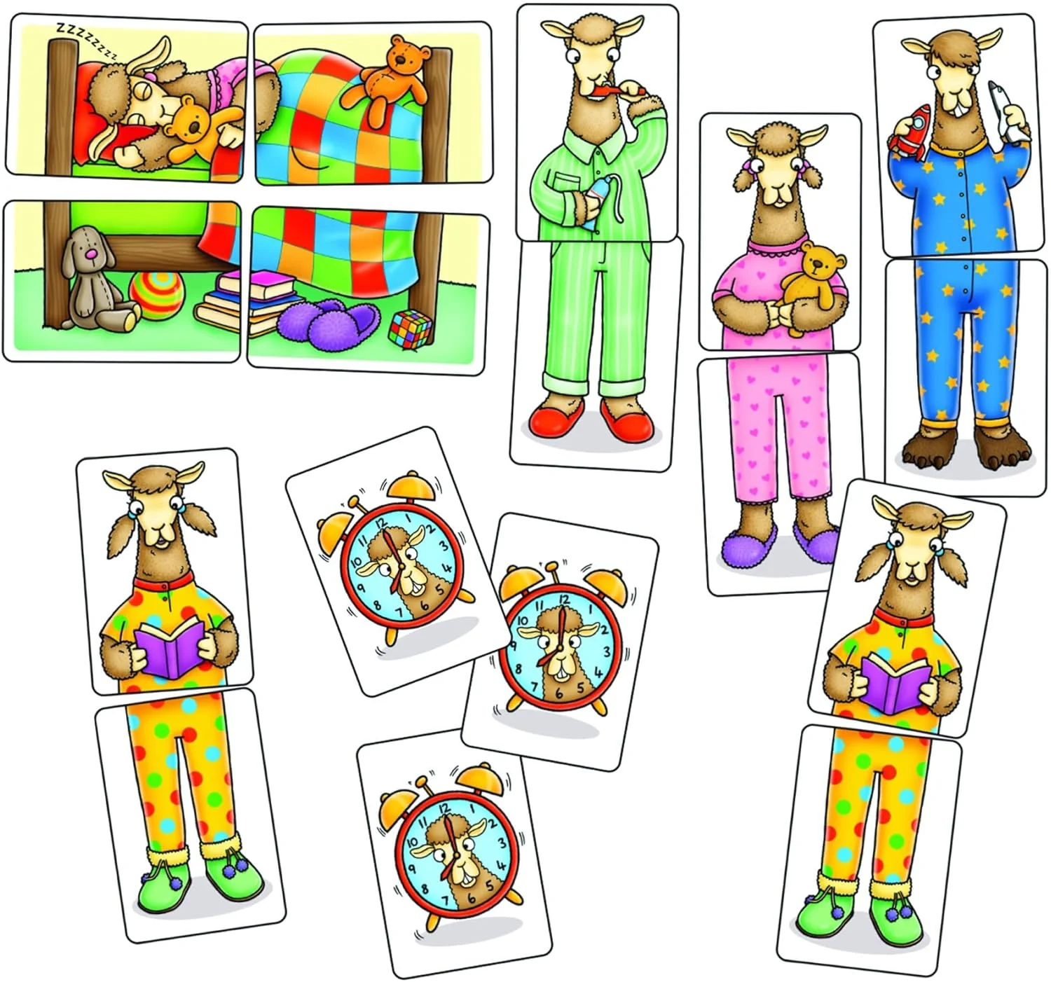 بازی کوچک «لاماها در پیژامه» Orchard Toys، کوچک و جمع‌وجور، بازی مسافرتی، بازی آموزشی، بازی تعطیلات، مناسب برای کودکان نوپا، کودکان 3 تا 6 سال