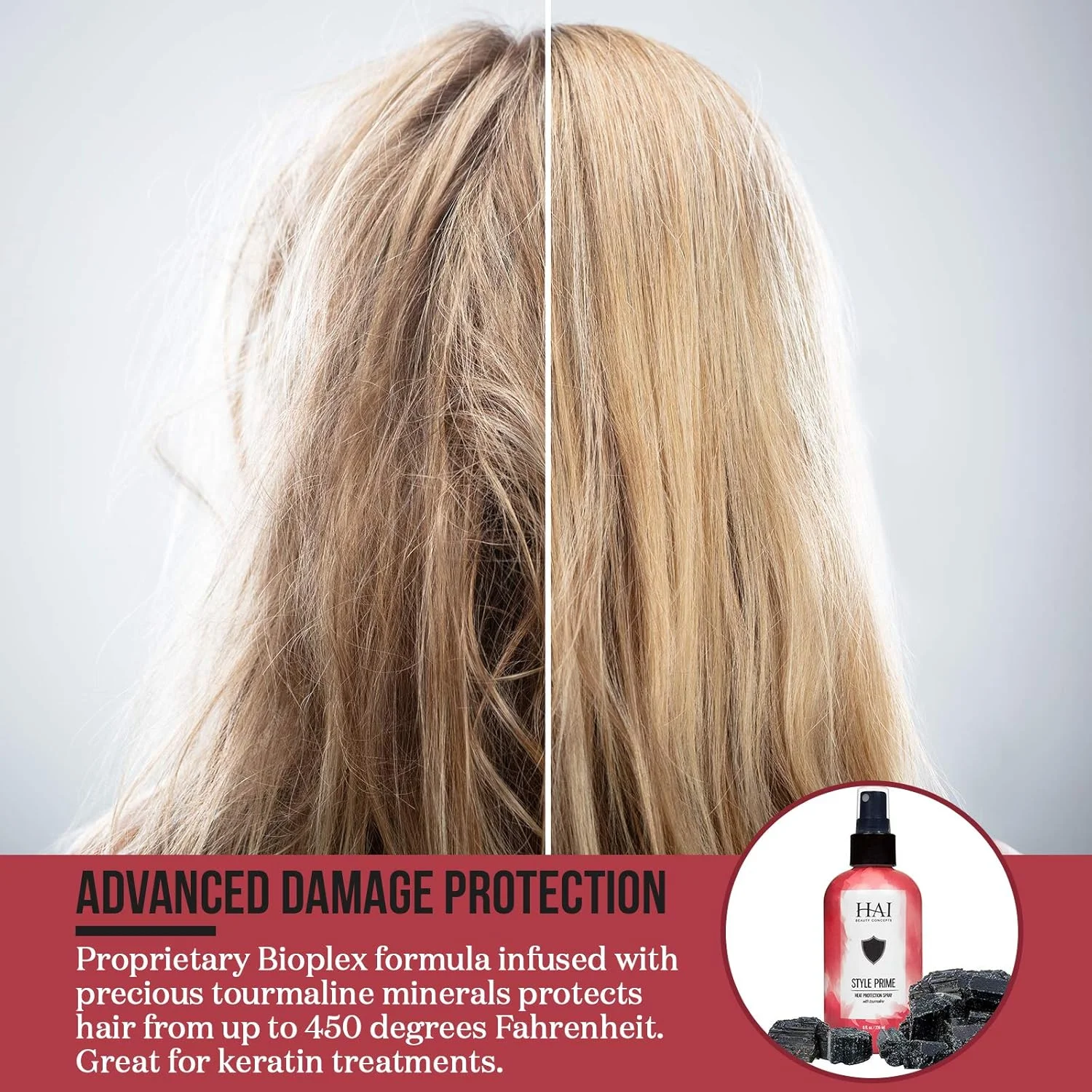 اسپری محافظ حرارتی حرفه ای مو Hai Beauty Concepts Style Prime غنی شده با تورمالین اسپری محافظ حرارتی حرفه ای مو Hai Beauty Concepts Style Prime غنی شده با تورمالین