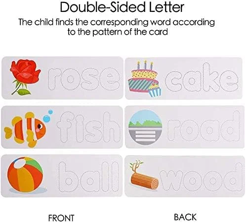 اسباب بازی آموزشی دیداری و املایی Toworld، کارت های فلش واژگان دیداری بازی تطبیق حروف، اسباب بازی های آموزشی چوبی مونته سوری هدیه برای کودکان پیش دبستانی و مهدکودک پسران و دختران 3 4 5 ساله