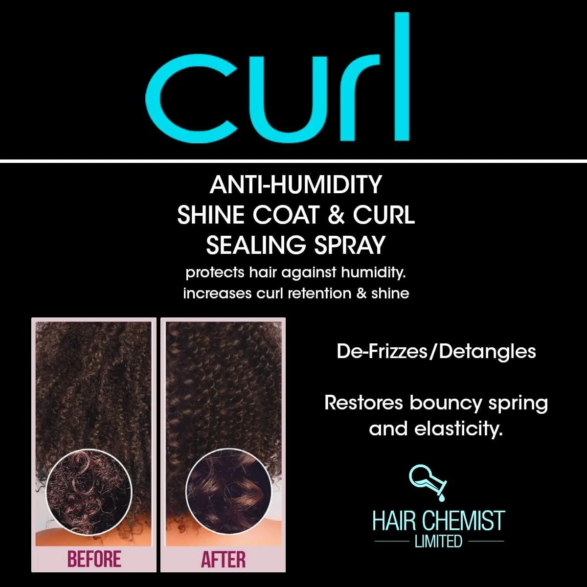 اسپری محافظ و براق کننده مو فِر Hair Chemist CURL، ضد رطوبت، 236 میلی لیتر اسپری محافظ و براق کننده مو فِر Hair Chemist CURL، ضد رطوبت، 236 میلی لیتر