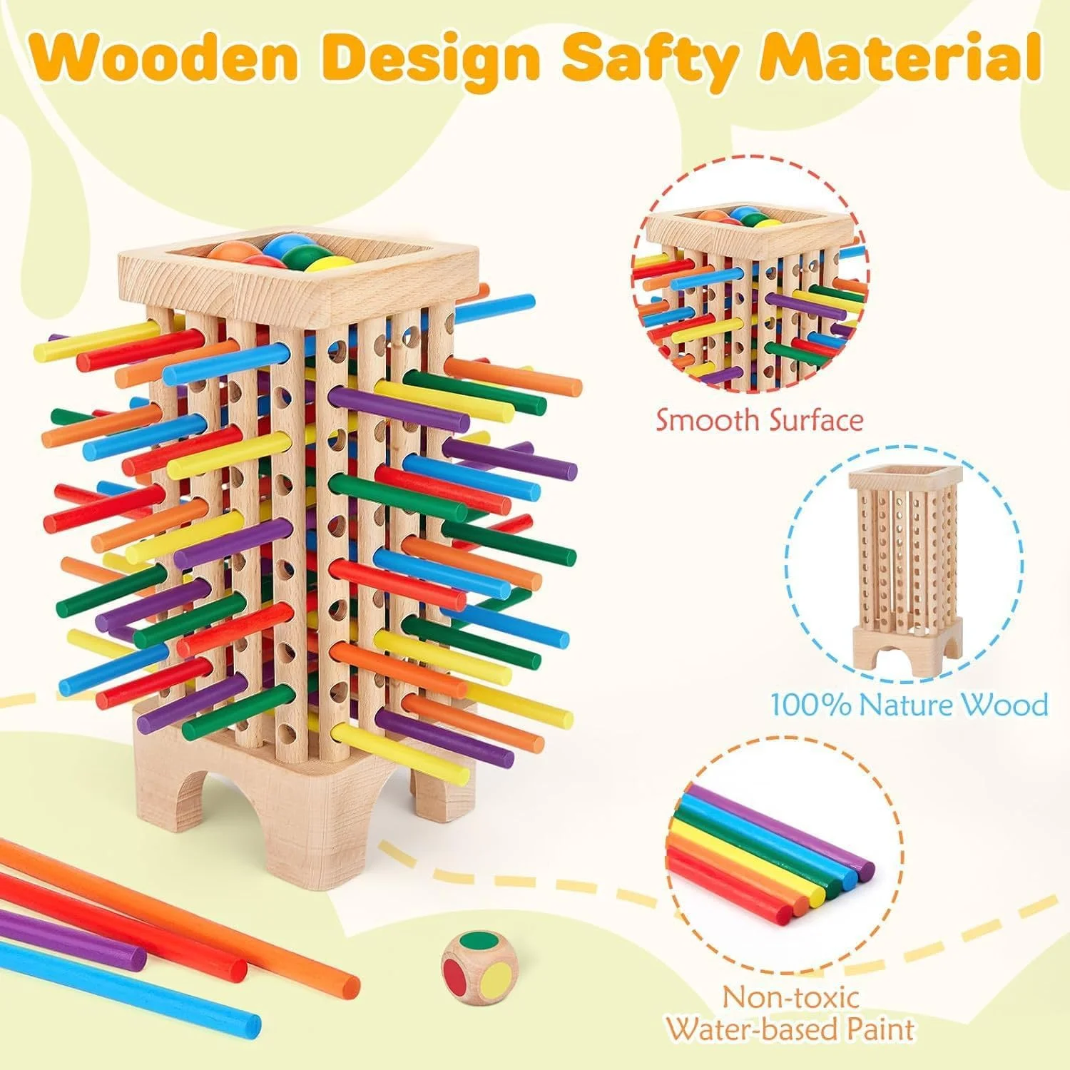 اسباب بازی آموزشی مونته سوری بازی تخته ای چوبی، بازی تاس ۴۲ چوب رنگارنگ، بازی سرگرم کننده خانوادگی انداختن توپ، بازی های حرکتی ظریف ۱ تا ۶ بازیکن برای پسران و دختران ۳، ۴، ۵، ۶ ساله اسباب بازی آموزشی مونته سوری بازی تخته ای چوبی، بازی تاس ۴۲ چوب رنگارنگ، بازی سرگرم کننده خانوادگی انداختن توپ، بازی های حرکتی ظریف ۱ تا ۶ بازیکن برای پسران و دختران ۳، ۴، ۵، ۶ ساله