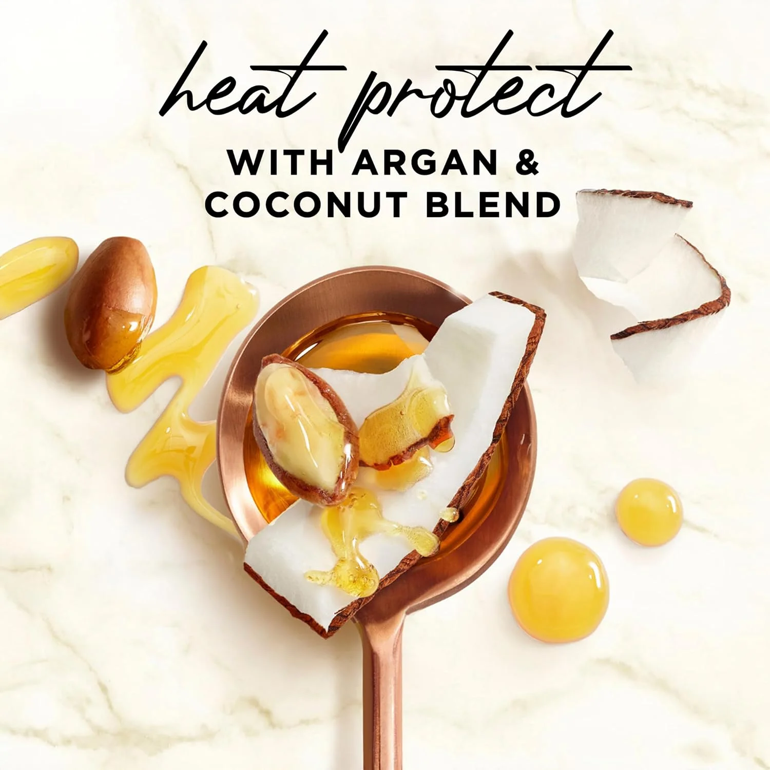 اسپری محافظ حرارت مو حاوی نارگیل و روغن آرگان، محافظت تا دمای 232 درجه سانتیگراد، بدون پارابن و رنگ، بدون سولفات، مناسب برای انواع مو، بدون الکل، افزایش درخشندگی، 190 میلی لیتر